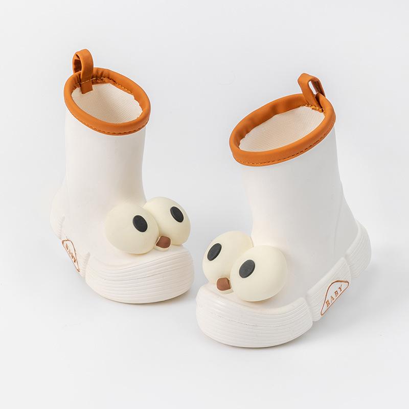 Cute Big Eyes Parent-Child Cartoon Rain Boots for Girls Outdoor Wear Student Kids Water Shoes Non-Slip Waterproof Rainy Day Rubber Shoes