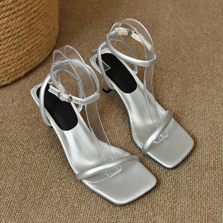 Fashion Women High Heel Sandals Summer Casual Female Woman Square Heel Open Toe Strap Ladies Wedge Shoe 2025 New Elegant Woman Heels