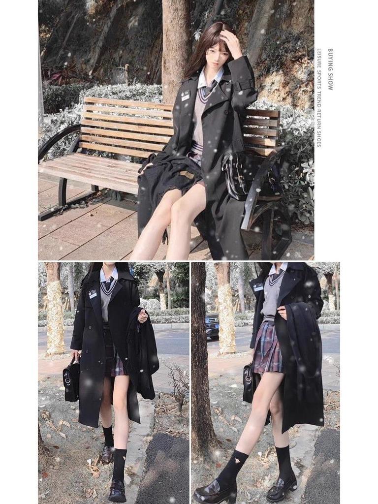 Women's Petite Khaki Trench Coat - British & Korean Style for Autumn/Spring 2025