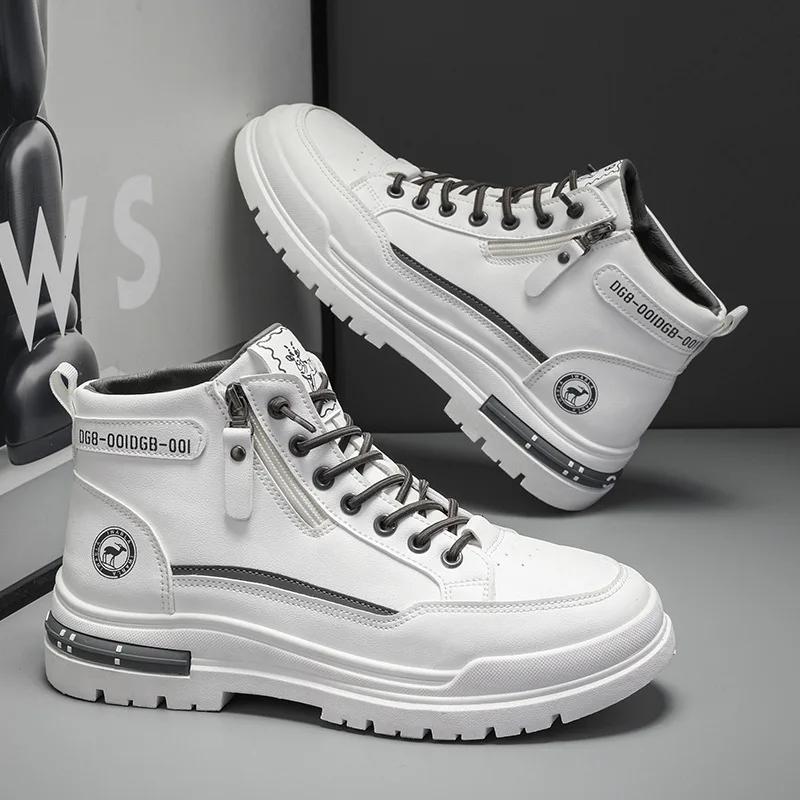 Boots for Men Luxury High Top Men Sneakers Fashion Comfort Ankle Boots Outdoor Platform Men Motorcycle Boots Botas Para Hombre