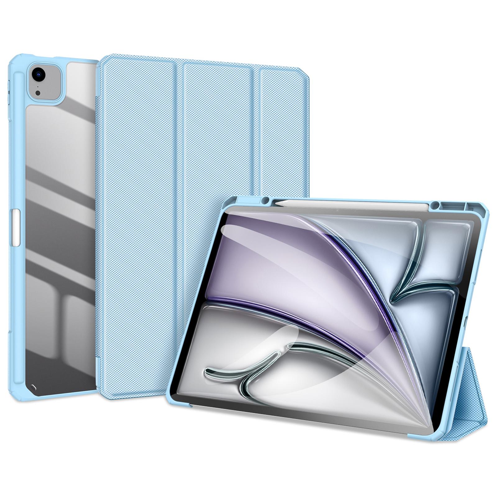 

DUX DUCIS TOBY Series For iPad Air 13 (2025)/(2024)/Pro 12.9 (2018)/(2020)/(2021)/(2022) Case Leather Tri-Fold Stand Cover Baby Blue