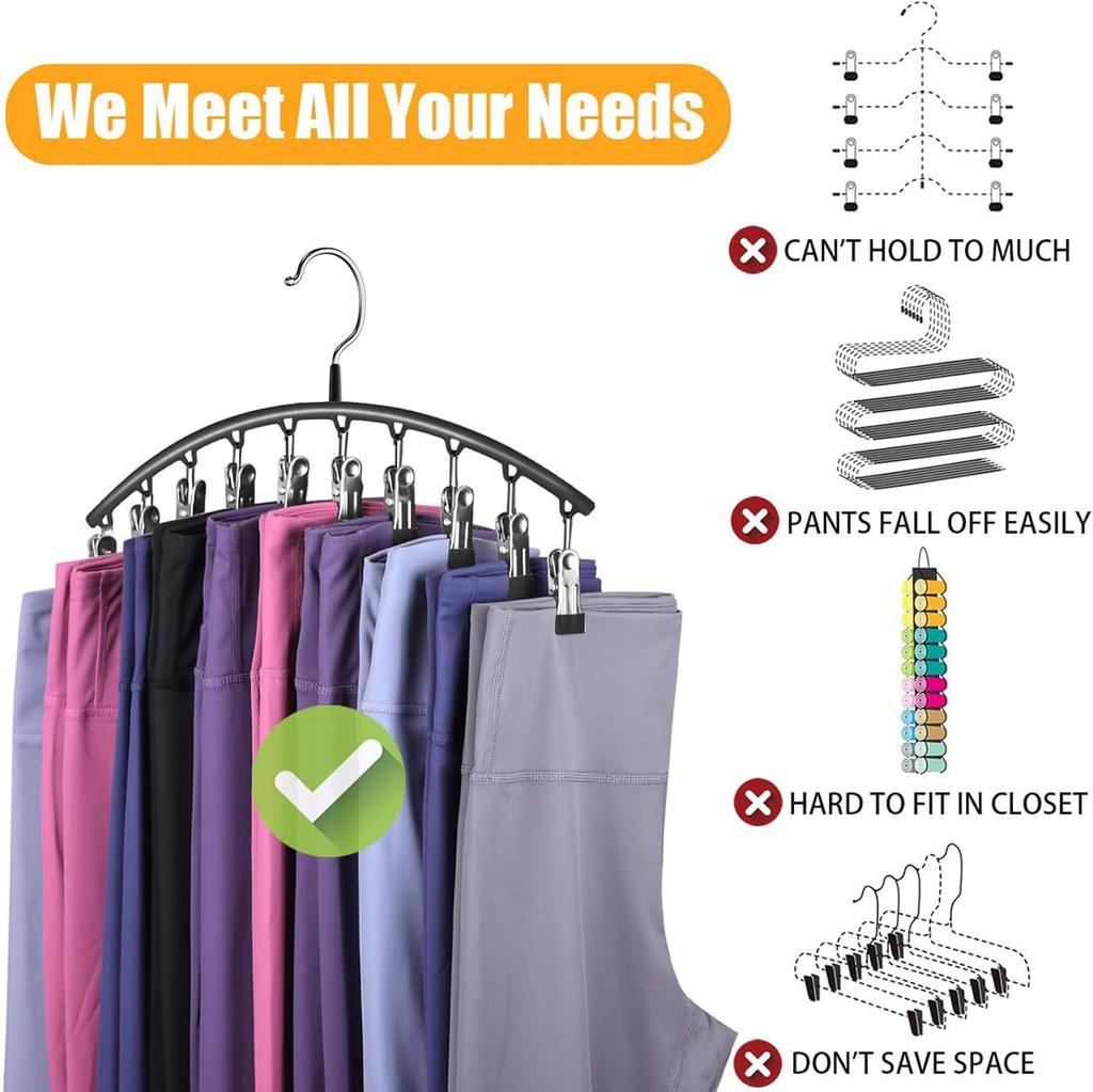 1/2/3PCS  Legging Organizer for Closet, Pants Hangers With10 Clips Holds Space Saving Hanging Closet Organizer