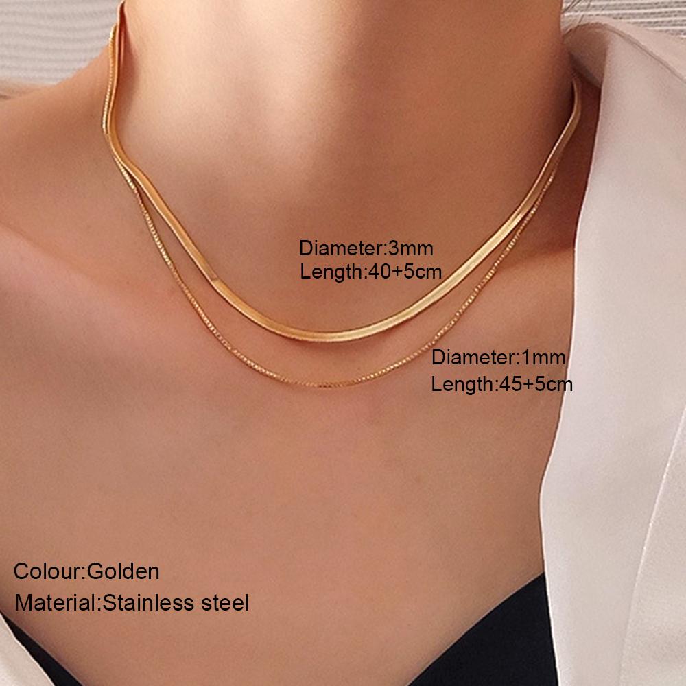 New 2025 Stainless Steel Double Layered Stacking Chain Necklace Women Woman's Choker Jewelry Necklace for Women