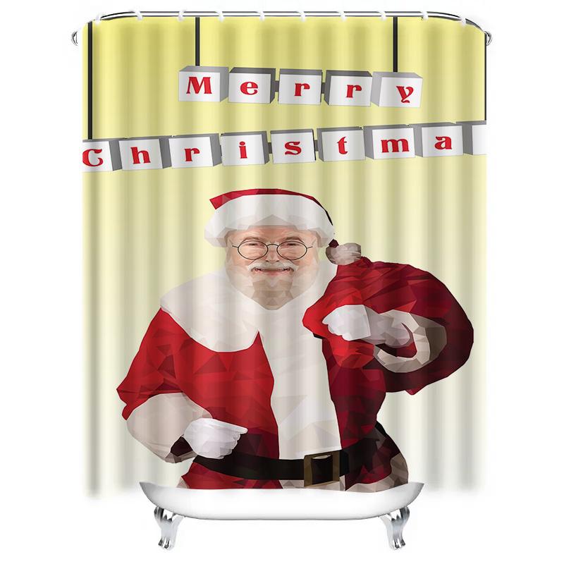 Tuniu Festive Santa Claus Shower Curtain Christmas Bathroom Decor Funny Holiday Gift Cute Waterproof Fabric Backdrop For Home