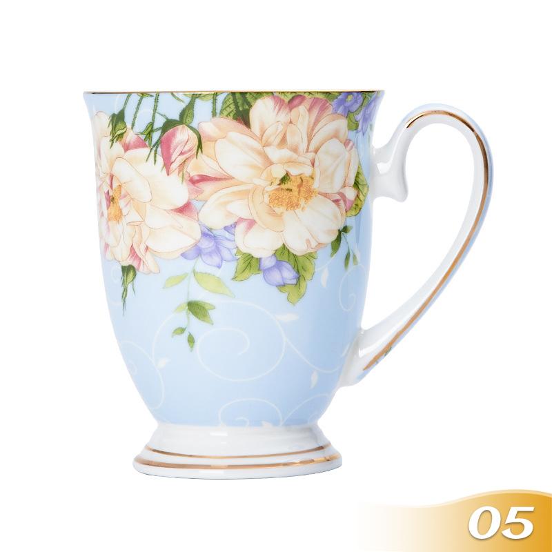 350ML Bone China Ceramic Coffee Mug Cafe Floral Painting Cup Creative Ceramic Milk Tea Cup Vintage Tea Ceremony Drinkware