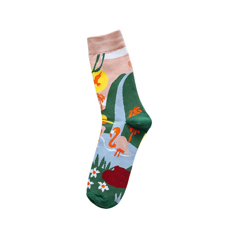 Mushrooms Socks Women Harajuku Style Mid-Calf Cute Flower Socks Animal Fruits Graffiti Socks Cotton Personality Tide Socks Ins