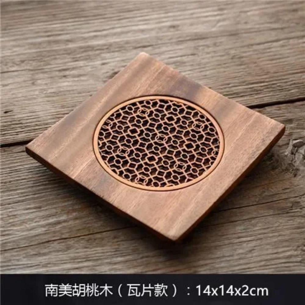 Traditionelles Nussbaum-Tee-Tablett Teekanne Teetasse Massivholz-Tablettmatte Büro Kaffeetassen-Tabletts Heim Teezeremonie-Zubehör