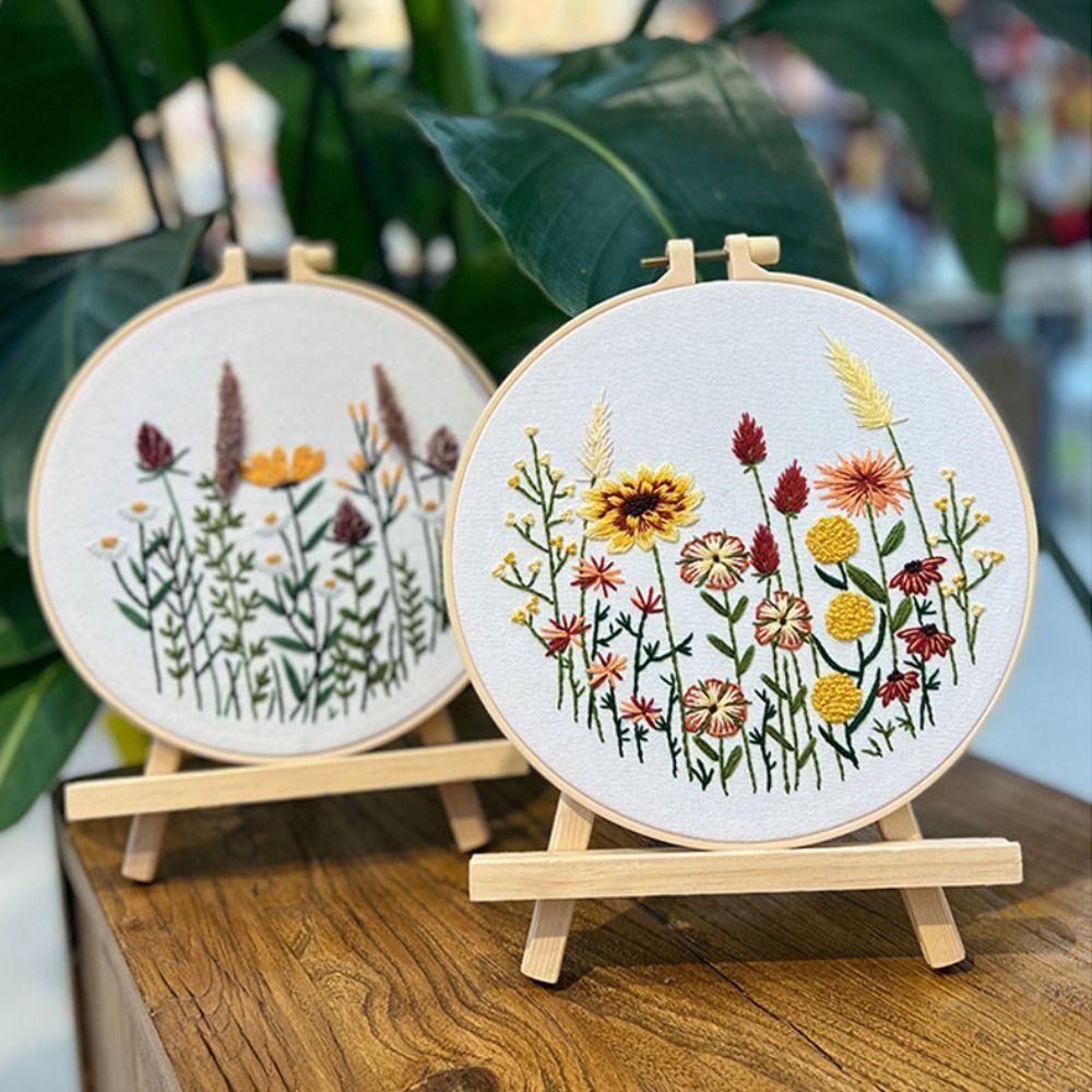 Floral Patterns Flower Embroidery Kit DIY Embroidery Set Home Decor Cross Stitch Set  Beginner