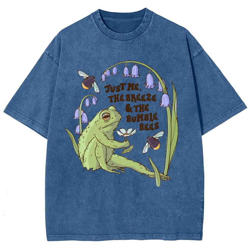Frog Print Women T-Shirt Wash Cotton Oversized Tees Fashion Design Funny Short Sleeve Summer Comfortable Pullover
