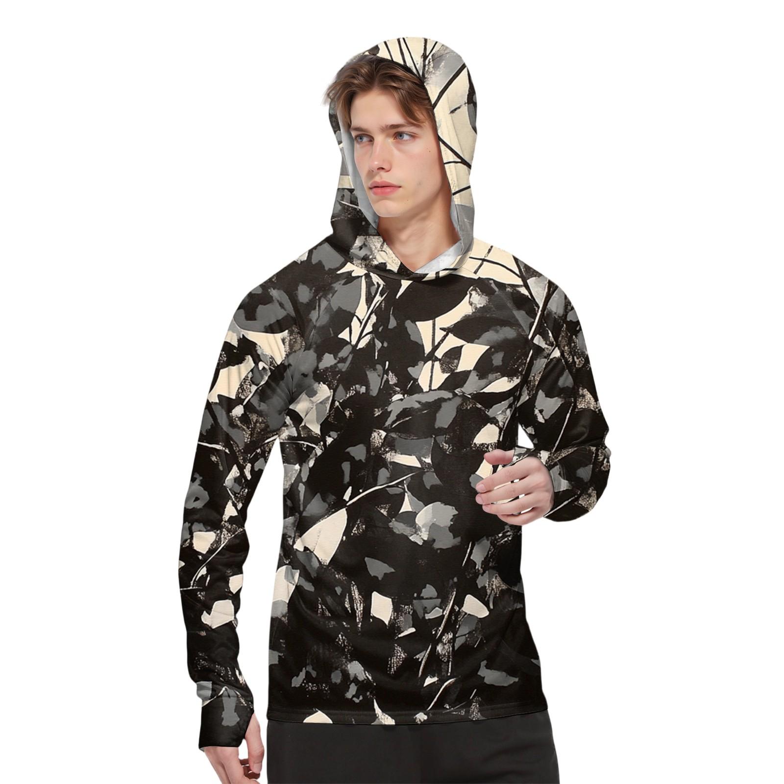 Мужская модная рубашка с длинным рукавом с принтом и капюшоном SPFUV L бежевый 1955₽