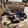 1pc Anime Design Black Cat Moon Starry Sky Round Carpet Office Chair Mat, Non Slip Rug for Home Decor, Living Room, Bedroom, Game Room, Festival Gift