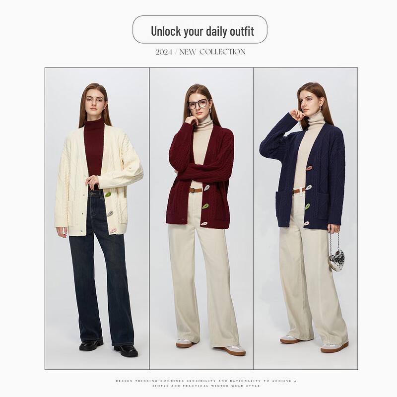 Shetu Women's Relaxed V-Neck Sweater Cardigan