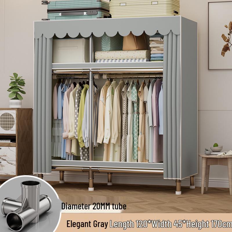 Sturdy Reinforced Steel Frame Fabric Wardrobe for Home & Bedroom Use