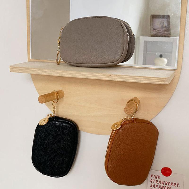Mini Pu Keychain Coin Purse Lipstick Pouch Makeup Storage Earphone Storage Bag Wallet Korean Style Bag Pendant Accessories