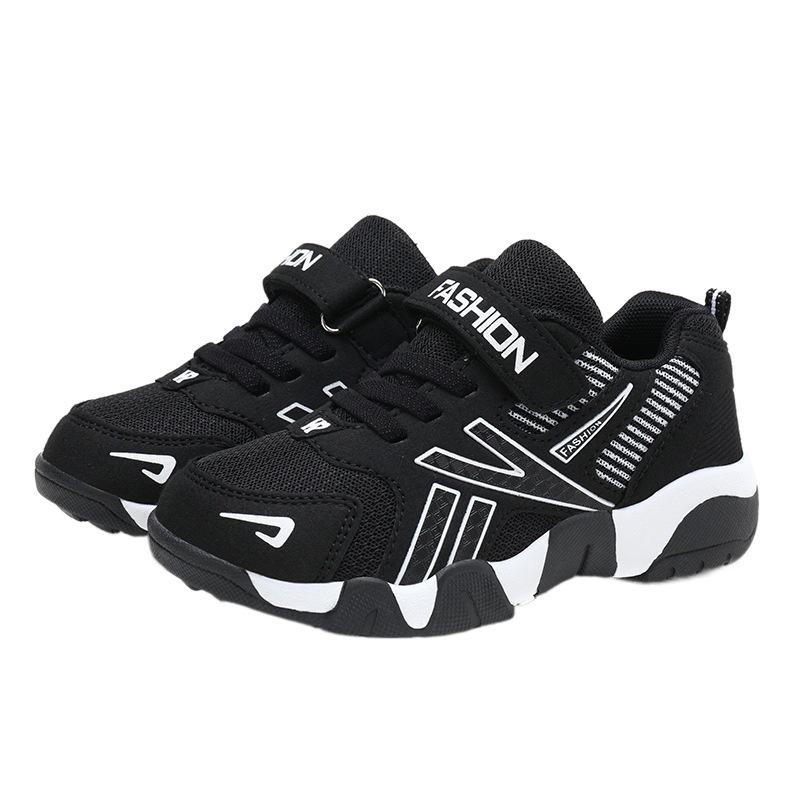Classmates Boys Sneakers Spring and Autumn Mesh Breathable Fashion Leather Middle School Older Children Students Soft Sole Running Shoes Casual