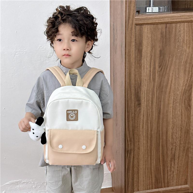 Children's Kindergarten Schoolbag Boys and Girls Children's Fun Solid Color Double Spell Fashion Backpack Large Capacity Burden Reduction Backpack