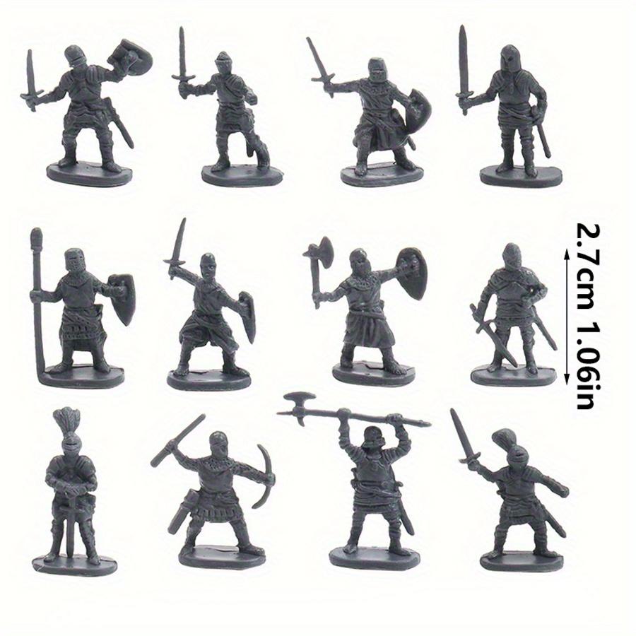 50pcs Mini Medieval Soldier Figurines - 12 Styles Miniatures for Military Enthusiast RPG War Games Table Ornament Car Decor JXB