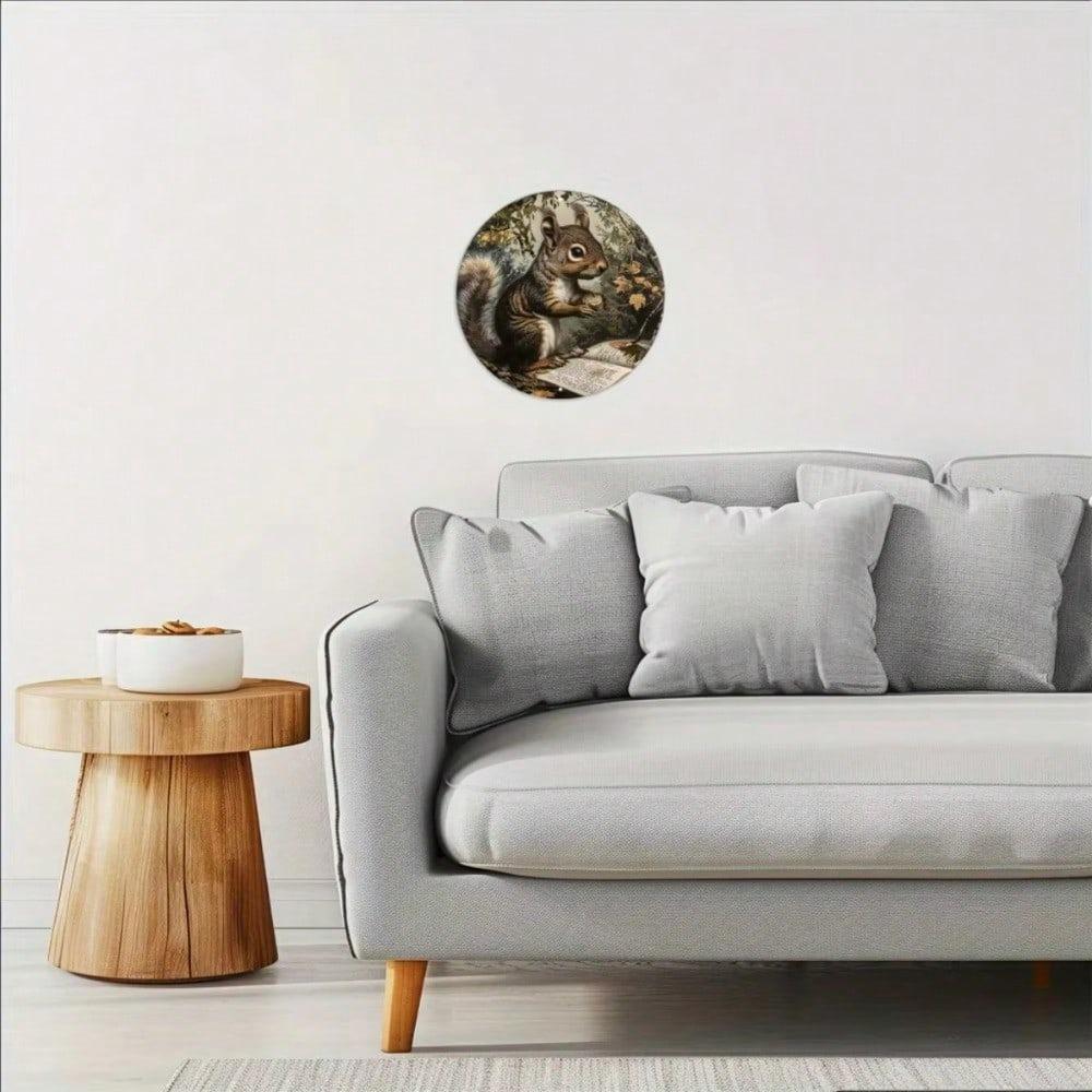 Vintage Round Metal Squirrel Wall Art Decor Large Modern Home Gift