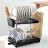 Leimish Two-Tier Dish Drainer, Stainless Steel, Rust-Proof, Automatic Drainage, Dish Drainer, Dish Holder, Chopstick Holder, Large Capacity, Kitchen S