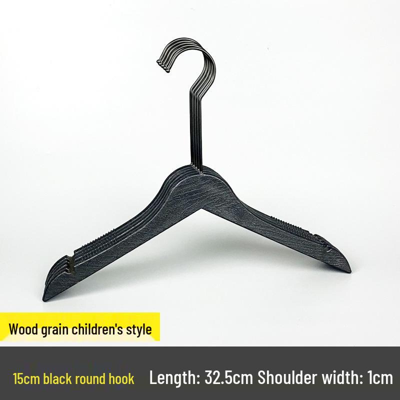 Children's Non-slip Hanger: Plastic Imitation Wood, Black & White, Unpainted Wood Color, No-mark Pants Rack