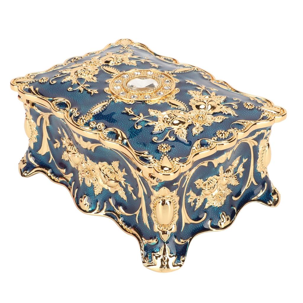 Vintage Jewelry Box European Style Exquisite Velvet Liner Zinc Alloy Trinket Organizer for