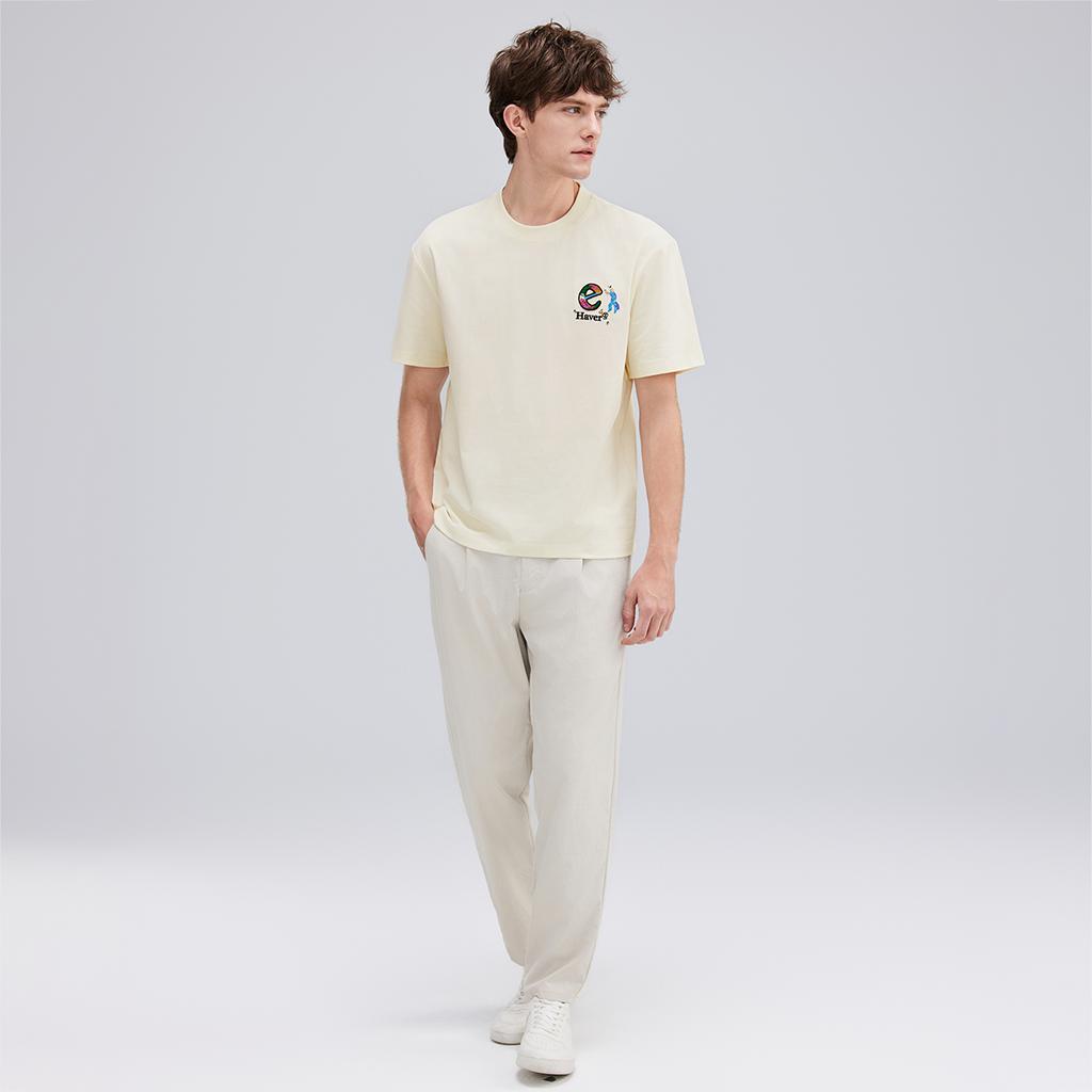 Summer Cotton Breathable Falling Shoulder Printed T-shirt