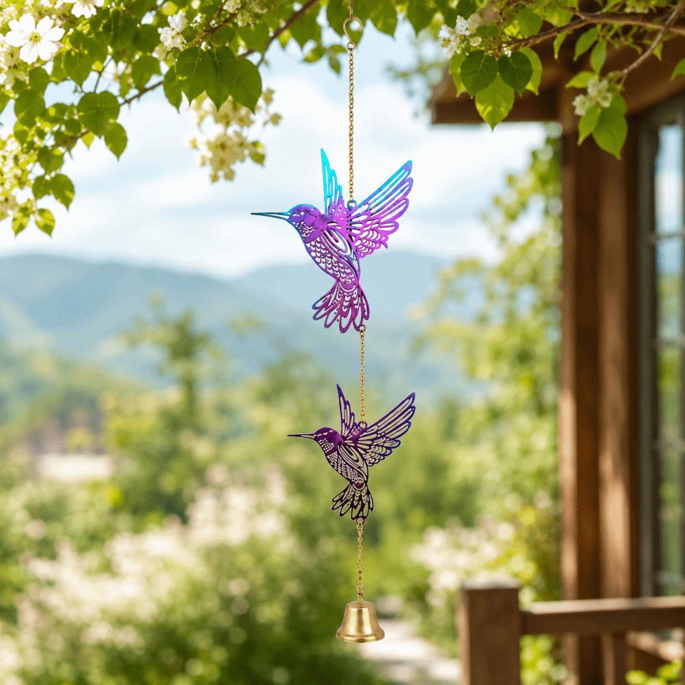 Garden Decor Hanging Wind Chime Hanging Pendant Hummingbird Wind Chimes Metal Bird Bell Tree Decor