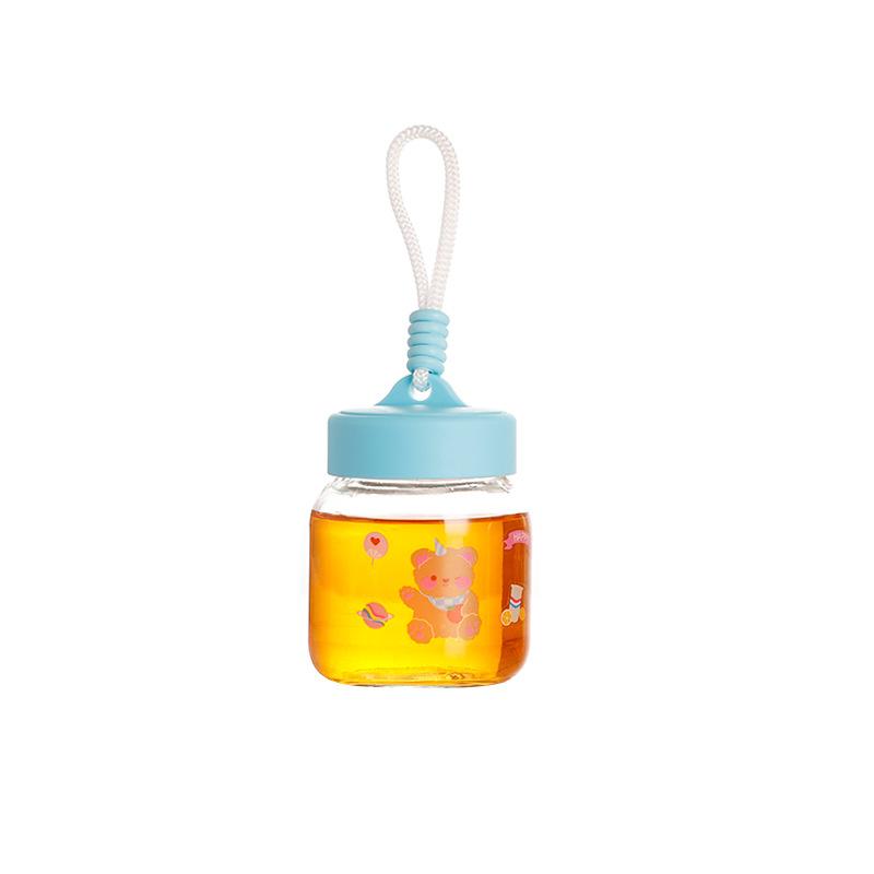 New Water Cup with Rope and Chubby Cup 300ml Cute Sticker Glass Cup, High Appearance Portable Outdoor Drinking Cup