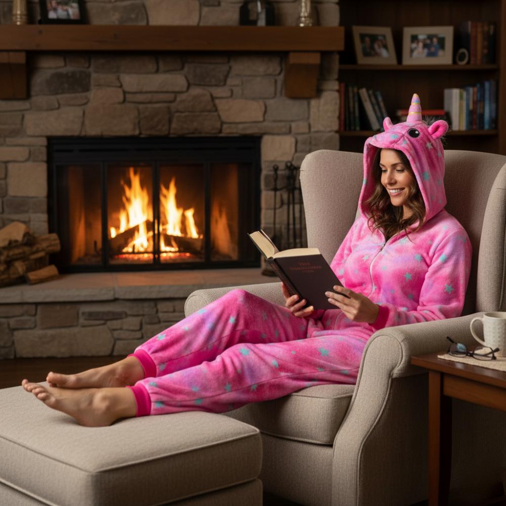 Teplý overalový kostým pro ženy, muže, pegase, kigurumi, růžová tepláková souprava, velikost L
