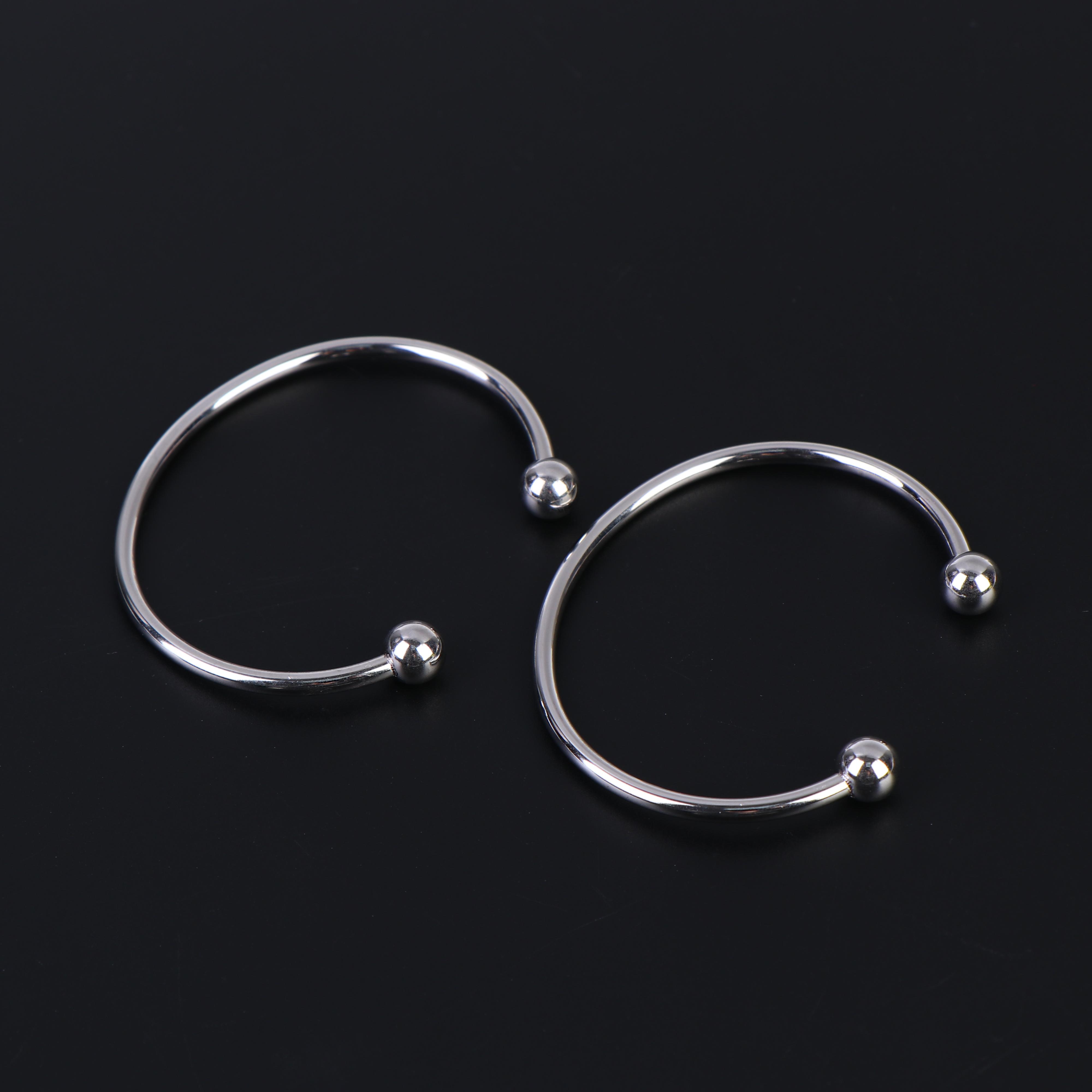 

2Pcs Stainless Steel Open Cuff Bangle Bracelet Wire Blanks For Diy Jewelry Making Accessories Adjustable Bead Charm Findings 55mm