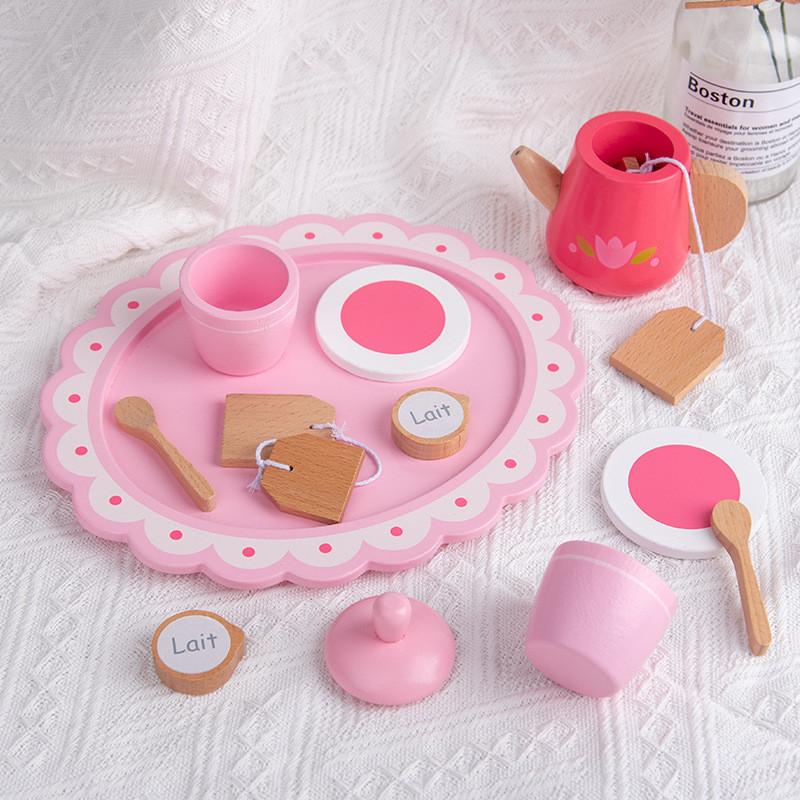 

Чайник Розовая Деревянная Чайная Чашка Набор для Послеобеденного Чая Детская Игрушка для Ролевых Игр