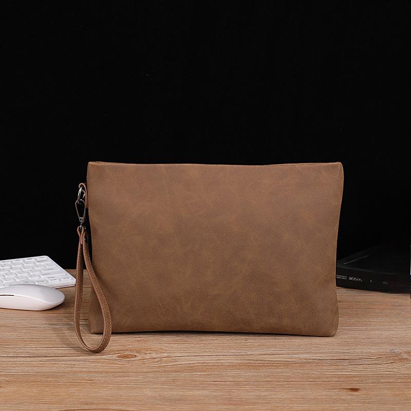 

Men s Business Casual Soft PU Leather Horizontal Square Clutch Wear-resistant Crazy Horse Leather Clutch Bag 30cm*2cm*21cm кавовий