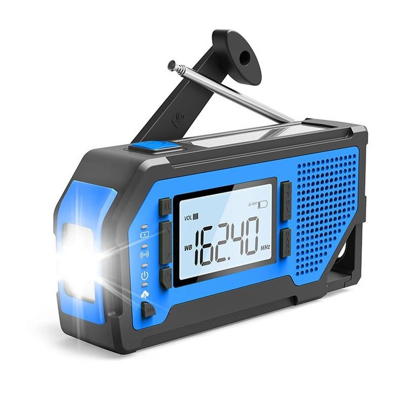 Outdoor Emergency Multifunction Radio Solar Radio Crank Generator Powered AM/FM/NOAA with LCD Screen LED Torch Power Bank SOS