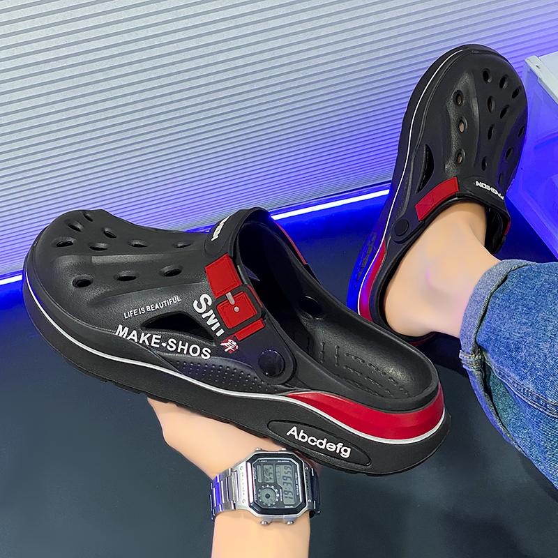Sommer Herren Clogs Rutschfest Dicksohlige Freizeitschuhe Oberbekleidung Strand Weichsohlige Baotou Hausschuhe Herren Hausschuhe Sandalen