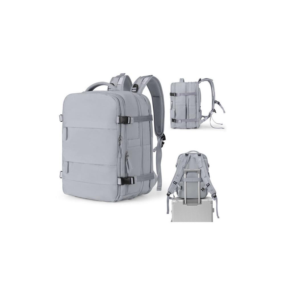 Mountaineering Backpack 45L Waterproof Unisex for Hiking Travel, Expandable Grey Carry-On Bag