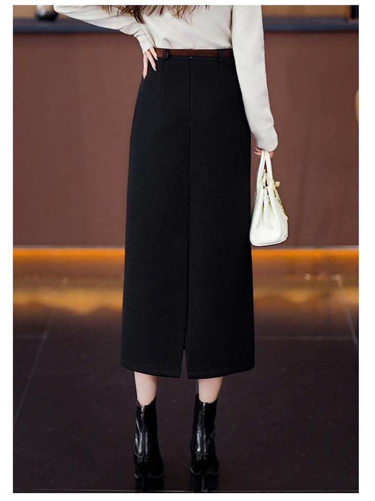 Luxurious Woolen A-Line High-Waisted Skirt - Women's Autumn/Winter 2025 Collection