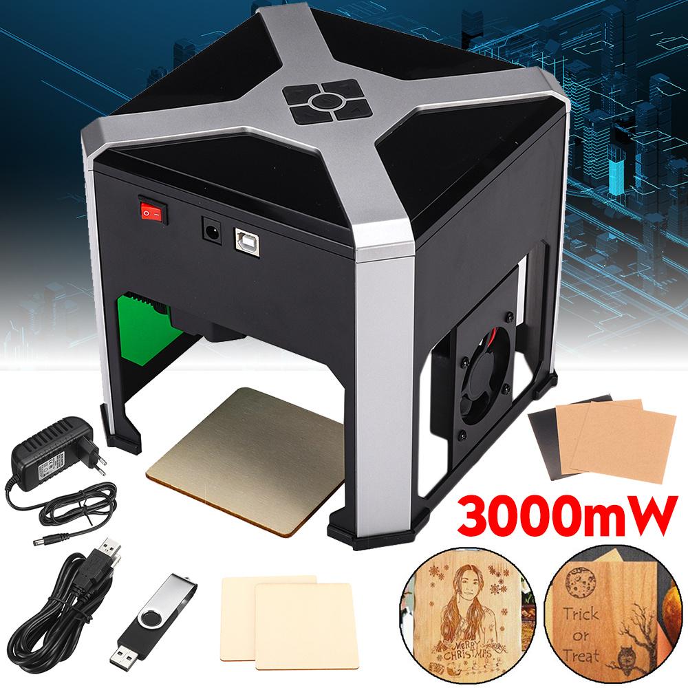 AC 110-240V Mini Laser Engraving Machine Engraving Range 3000mw CNC Wifi USB Laser Engraver DIY Logo Mark Printer Cutter Woodworking 80x80mm
