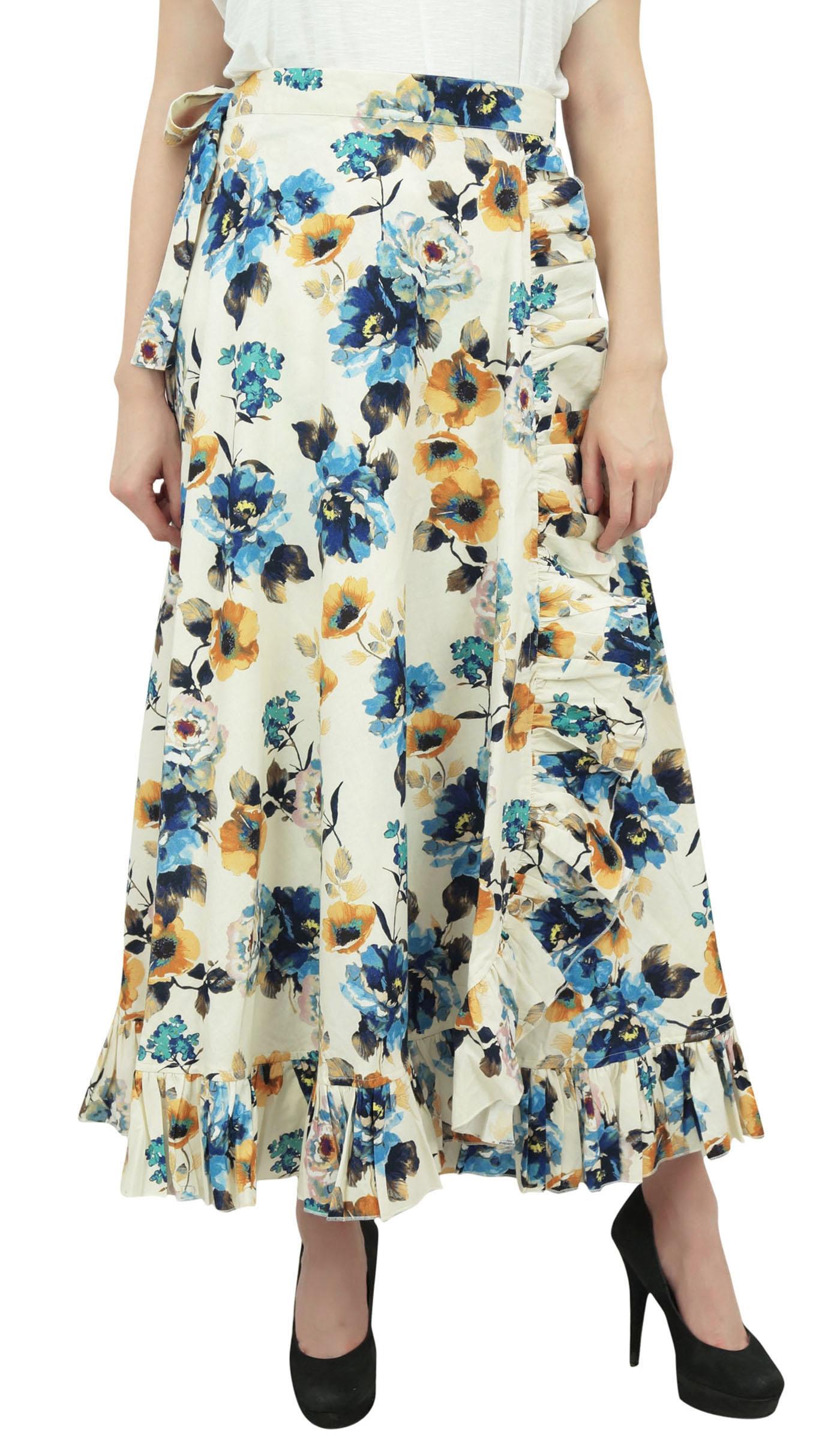 

Phagun Бавовняний ремінь із гофрованими оборками. Чарівна жіноча обгортка з квітковим принтом One Size брудно-білий