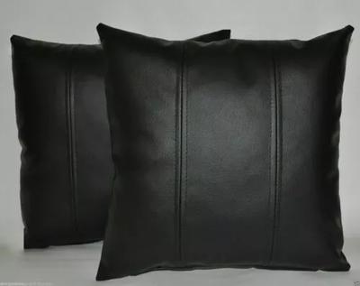 Attractive Black Pillow Cushion Leather Set Genuine Decor Cover Soft Lambskin