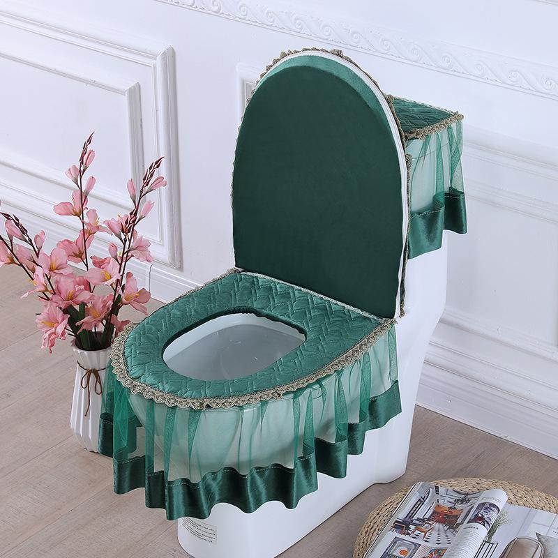 Three-Piece Universal Toilet Cover Set: Dust Cover, Seat Cushion, and Lid Cover for All Seasons