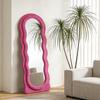 Espejo de cuerpo entero - NETTLIFE - Cuerpo entero - Marco fucsia ondulado - Cristal anti-distorsión - Colocación en suelo/pared