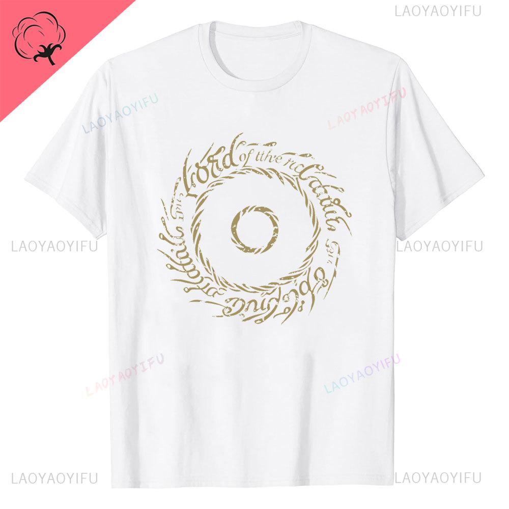 New Lord of The Ring TShirt White Man Cute Loose Streetwear Harajuku Black for Men Ventilate Oneck Casual Unique Tshirt Tops