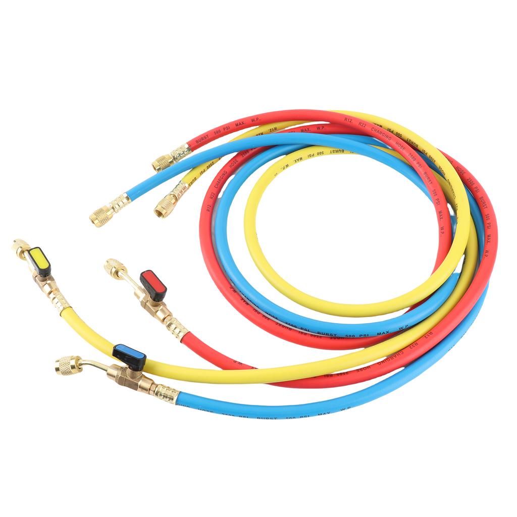 Refrigerant Charging Hose Apply to R12 R22 R502 Refrigerant Air Conditioning Manifold Gauge 1 4 Thread Hose Set (Pack