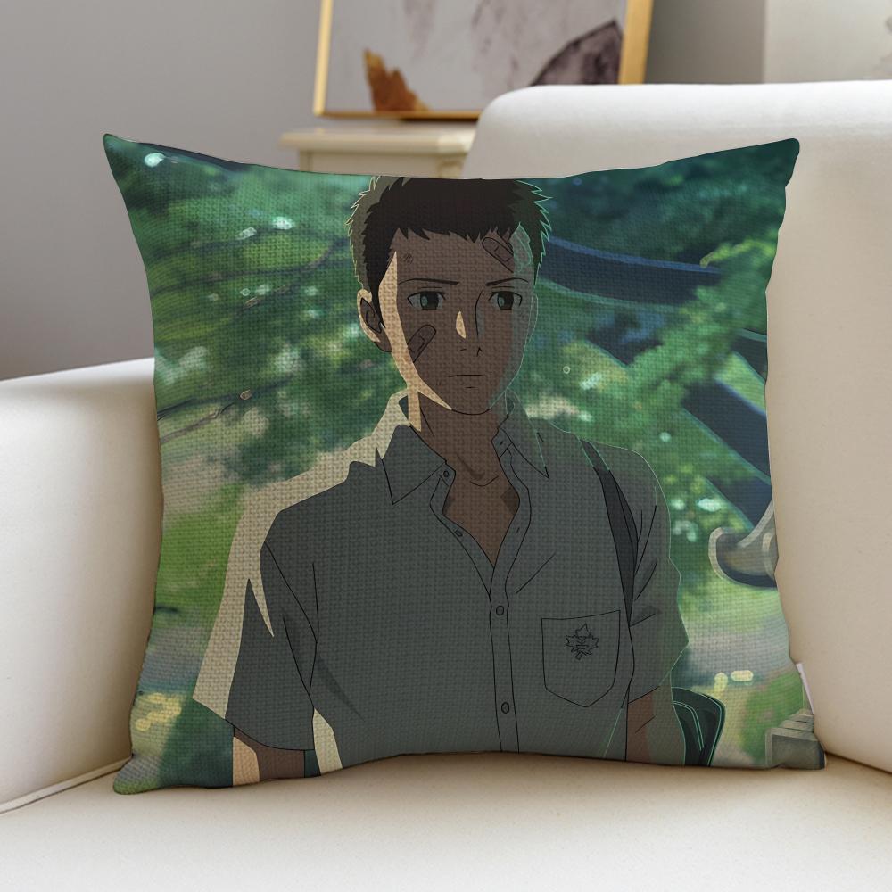 Serene TThe Garden of WordsS Cushion Cover Breathable and skinfriendly linen pillowcase square removable and washable cushion