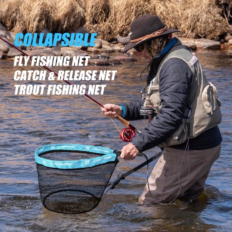Fishing Landing Net Portable Fishing Net with Comfortable Grip and Storage Bags Foldable Landing Net Fishing Tackle Tool