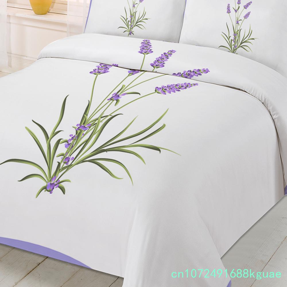 Purple Flower Lavender Romance Duvet Cover With Pillow Case Custom 3pcs Bedding Set Quilt Cover Double Bed Home Textile