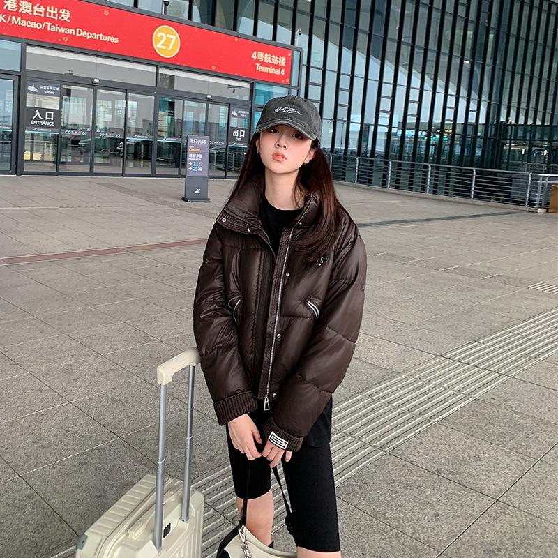 2025 Autumn and Winter New Small Fresh Warm Down Cotton Jacket Women's Short Fashion Stand-up Collar Cotton Jacket Trend