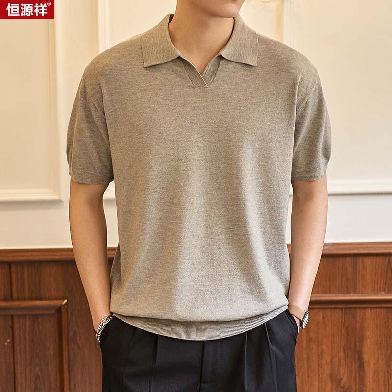Hengyuanxiang Men s Business Casual Knit Polo Shirt 3XL