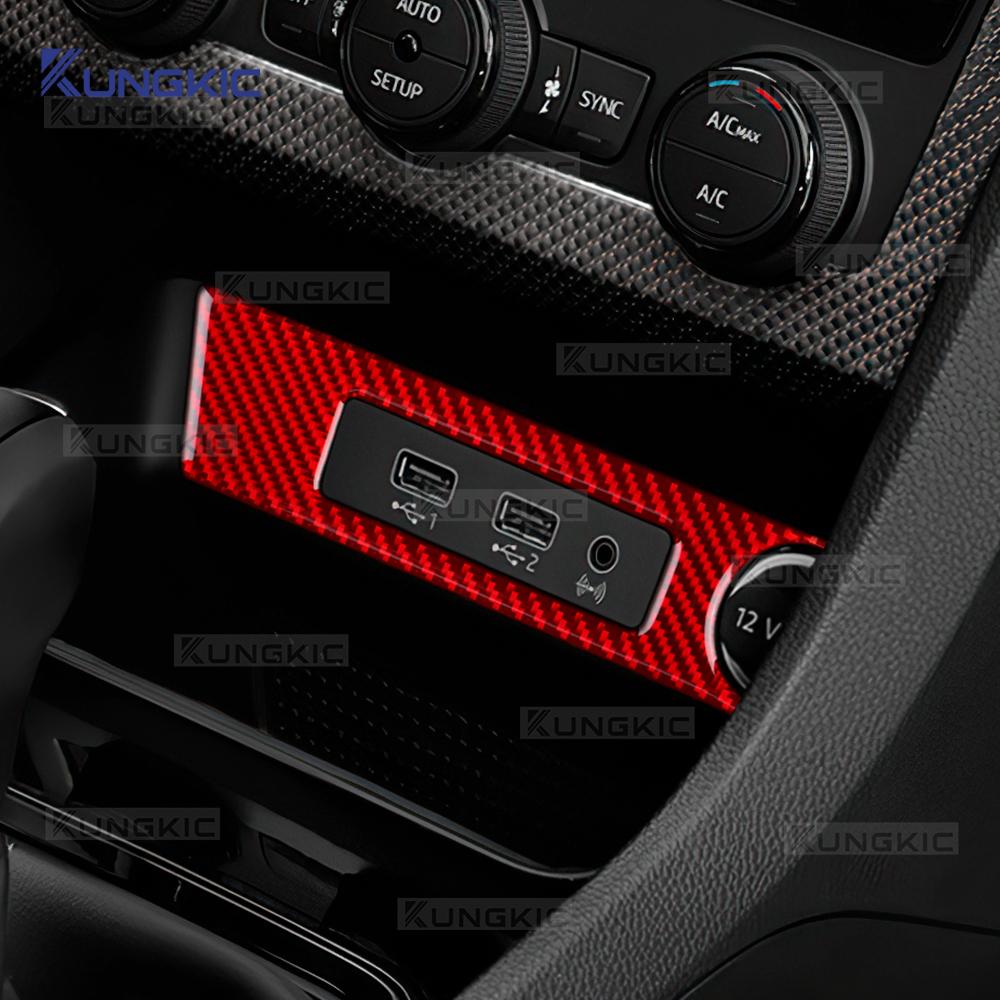 For SEAT Ateca 5F 2016-2025 For Cupra Ateca 5F 2018-2025 Real Soft Carbon Fiber Sticker LHD RHD Car USB Charging Port Frame Trim