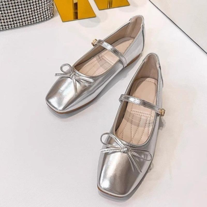 2025 New Hot Selling Vintage Mary Jane Shoes Elegant Bowknot Round Toe Women's Flat Comfort Elastic Ladies Ballerina